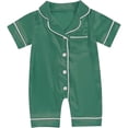 thumbnail image 2 of JDQJBZ Kid Girl Short Sleeve Romper Solid Color Cotton Sleepwear, 2 of 4