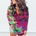 thumbnail image 2 of LYXSSBYX Women Long Sleeve Dress Hot Sale Clearance Fashion Women's Oversized Tie-Dye V Neck Long Sleeve Casual Loose T Shirts Tops, 2 of 3