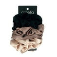 thumbnail image 1 of Amelia Beauty Products, Black, Brown and Tan Mix Imitation Silk Scrunchies, 4.5in Diameter, Gentle on Hair, Strong Hold, No Snag, No Dents or Creases. 6 Pack, 1 of 12