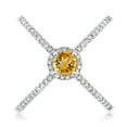 thumbnail image 2 of Gem Stone King 1.54 Ct Round Yellow Citrine 925 Sterling Silver Criss Cross X Ring (Size 7), 2 of 5