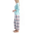 thumbnail image 2 of Goodnight Kiss Women's Fall Fable Pajama Set, Butter Knit 3/4 Sleeve and Capri Pant, Aqua/Plaid, S, 2 of 2