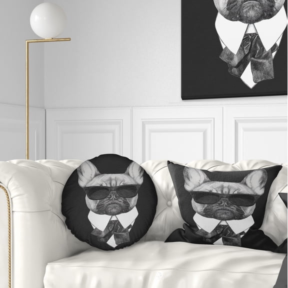 Designart French Bulldog Fashion Portrait - Animal Throw Pillow - 12x20