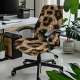 thumbnail image 2 of SEANATIVE Office Chair Cover Stretchable Computer Boss Chair Slipcover with Elastic Edge Removable Rotating Chair Cover Furniture Protector Covers for Office Chairs, L, Brown Leopard Print, 2 of 7