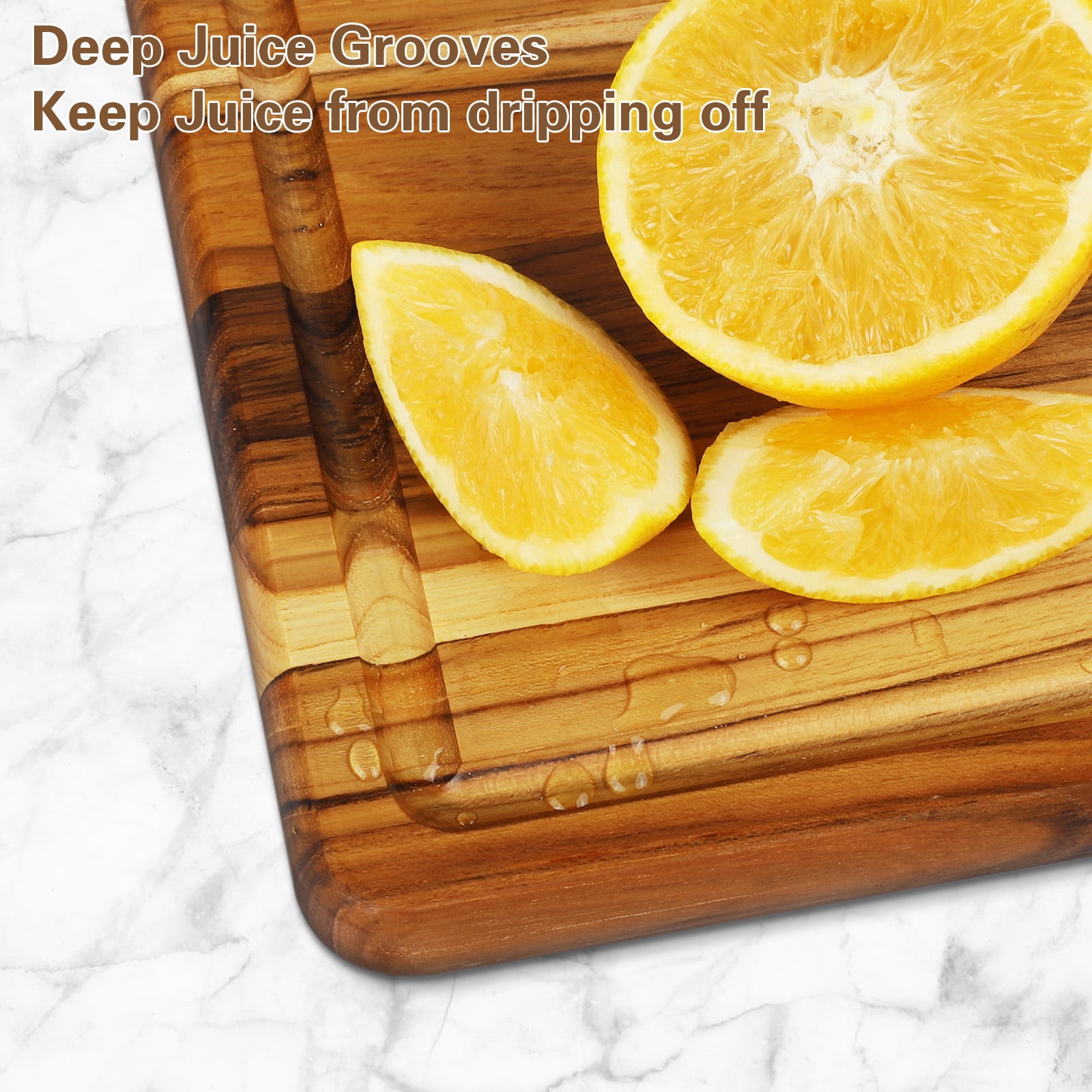 Large Teak Wood Cutting Board for Kitchen with Juice Groove, Reversible Charcuterie Serving Board Chopping Board