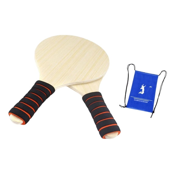 Paquete de 2 raquetas de bádminton de madera de 32,5 x 18 cm para playa, multifuncionales, para jardín, patio, con mango de espuma suave, accesorio pa