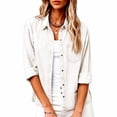 thumbnail image 5 of Women Button Down Chambray Shirt Long Sleeve Roll Up Denim Blouses Dressy Casual Loose Jean Tops with Chest Pocket, 5 of 8