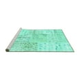 thumbnail image 2 of Ahgly Company Machine Washable Indoor Square Patchwork Turquoise Blue Transitional Area Rugs, 3' Square, 2 of 4