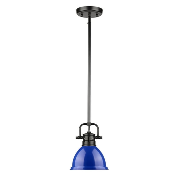 Duncan Mini Pendant with Rod in Black with a Blue Shade