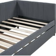 thumbnail image 5 of Twin Size Upholstered Daybed with Trundle Sofa Bed Frame No Box Spring Needed, Linen Fabric, Gray, 5 of 8
