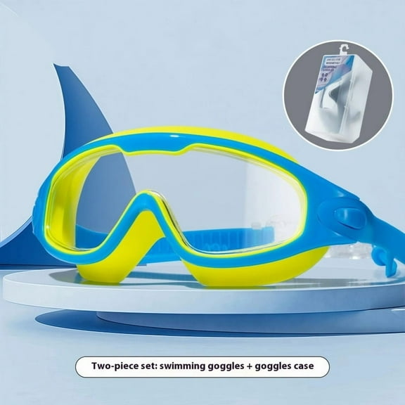 Kids Swimming Goggles, Boys Girls with Anti-Fog, Waterproof Clear Lens for 8-13 Years Old Kids，Anti-Shattered Lens Protection No-leak（Transparent lake blue yellow）