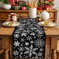 thumbnail image 4 of Snowflake Black Cotton Linen Table Runner for Dining Kitchen, Christmas Winter Snowfall Xmas Holiday Wedding Outdoor Party Tablerunners Decoration, Dresser Scarf Coffee Tablecloth Runners 13"x90", 4 of 9