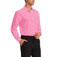 thumbnail image 4 of Unique Bargains Men's Polka Dots Print Dress Shirt Long Sleeves Casual Shirts M Pink, 4 of 6