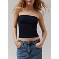 thumbnail image 3 of vera natura Women Knitted Ribbed Tube Tops Solid Color/Stripe Print Summer Bandeau Vest Backless Shirts for Streetwear, 3 of 7