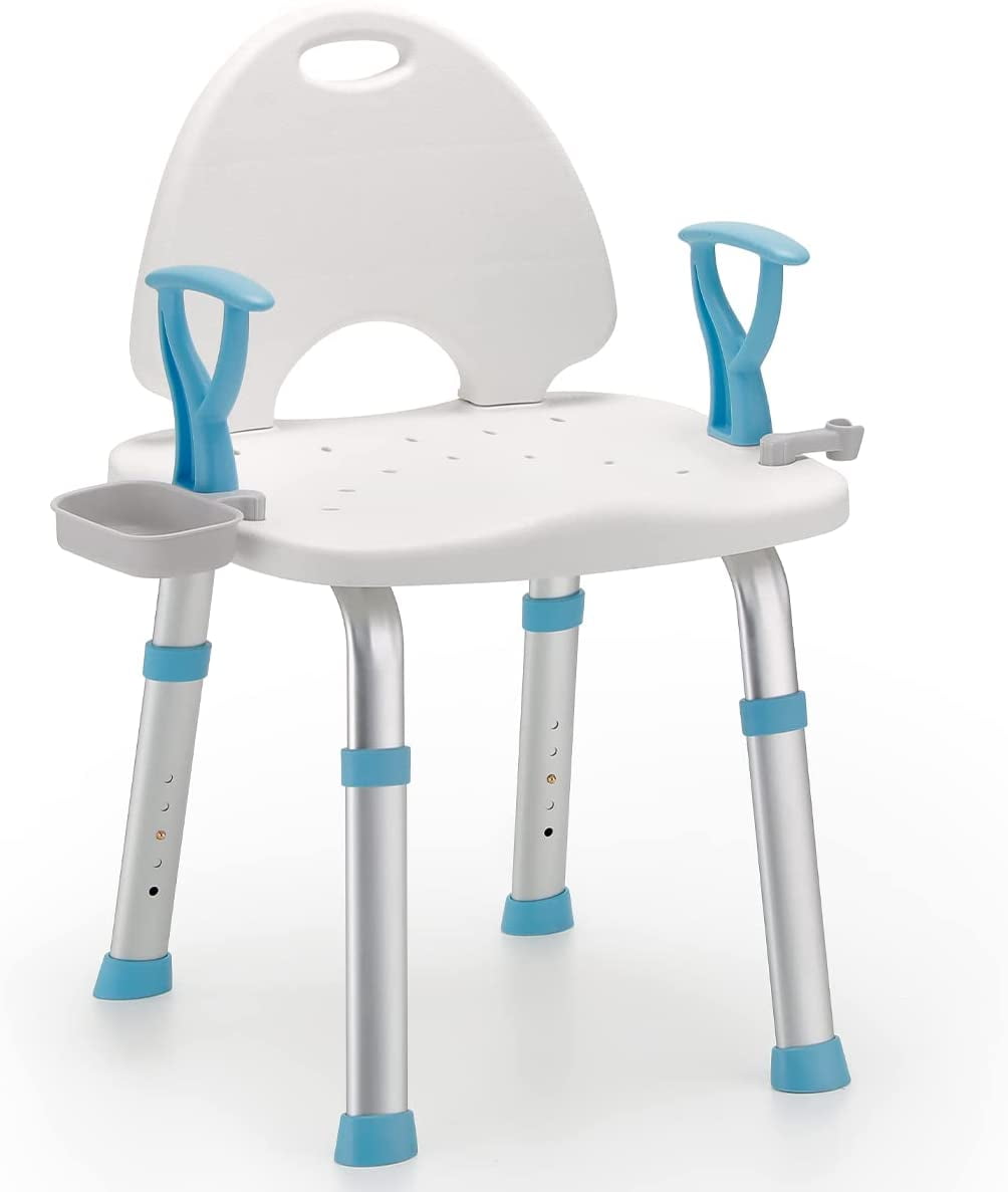 OasisSpace Shower Chair with Back and Arms 450lbs Heavy Duty Bathroom