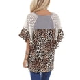thumbnail image 4 of Puntoco Mujer Cuello en V Leopardo Impreso Pachwork Holf Batwing Manga tops Blusa Puntoco Puntoco-4896, 4 of 7