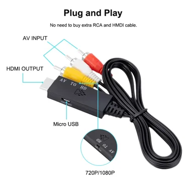 HDMI to RCA AV Converter Adapter 1080P For TV Audio Video Composite Stereo CVBS