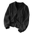 thumbnail image 4 of Womens Jacket Front Zip with Pockets Lightweight Shirt Fall Relaxed Fit for Everyday Casual Wear Black,XXL, 4 of 4