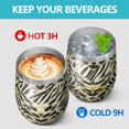 thumbnail image 4 of 12oz Stemless Wine Tumblers Zebra and Leopard Print Pattern Vacuum Insulated Stainless Steel Travel Tumbler Cups Mug with Lid and Straw for Champaign,Cocktail,Beer with Cleaning Brush, 4 of 5