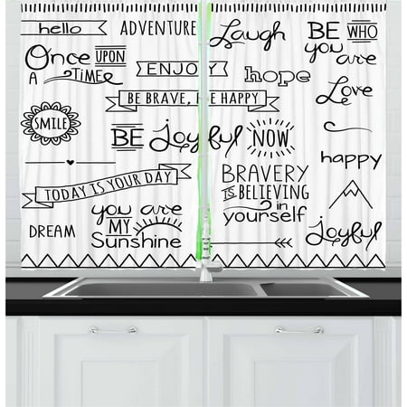 adventure curtains 2 panels set various quotes on happiness and