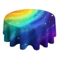 thumbnail image 4 of Rainbow Tie Dye Wave Pattern Round Tablecloth 60"x60",Wrinkle Wipeable Table Cloth for Kitchen Dining Room Picnic Patio Party, 4 of 6