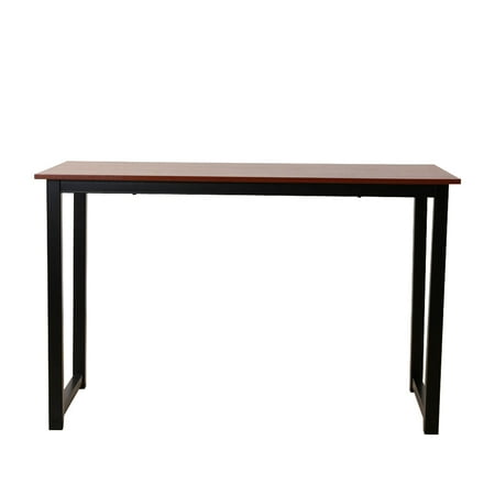 

Rustic Iron Frame Wood Grain Veneer Surface High Density Board Table 47*24*29 Teak Color