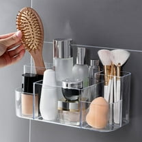 Wall-Mounted Plastic Cosmetic Storage Box, Transparent Shelf for Lipstick, Durable & Space-Saving, with Drainage