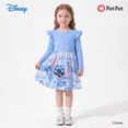 thumbnail image 4 of Disney Stitch Girls Dresses Blue Ruffle Sleeve Character Cotton Casual Fall Dress Toddler Kids 3-4T, 4 of 12