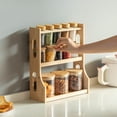 thumbnail image 3 of Basicwise Versatile 3-Tier Bamboo Spice Rack and Pantry Organizer with 13 Glass Jars – Perfect for Countertop Storage in Kitchens to Keep  Seasoning Containers Neatly Displayed and Easily Accessible, 3 of 10