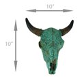 thumbnail image 4 of Turquoise Floral Tribal Carved Bull Skull Hanging Statue Halloween, 4 of 4