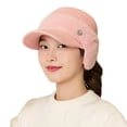 thumbnail image 5 of harmtty Female Earflap Hat Solid Color Empty Top Stretch Autumn Winter Windproof Sun Knitted Baseball Hat Riding Supplies Black, 5 of 8