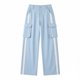 thumbnail image 5 of TaTaai Striped Patchwork Women Straight Leg Casual Pants Side Pockets Machine Washable No Fading Breathable Loose Fit Daily Wear Full Length Trousers Gift, 5 of 5