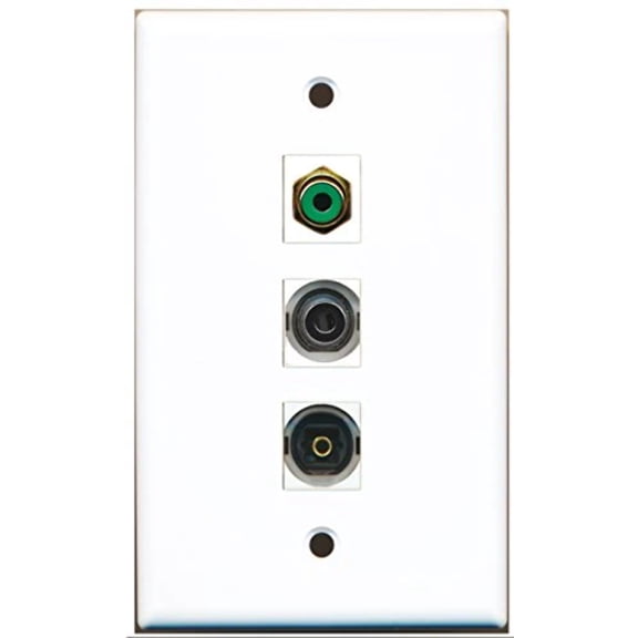 RiteAV - 1 Port RCA Green and 1 Port Toslink and 1 Port 3.5mm Wall Plate