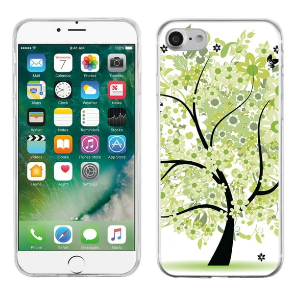 One Tough Shield ® Slim-Fit Premium TPU Gel Phone Case for Apple iPhone 7 - Green Tree