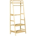 thumbnail image 1 of HOMCOM Garment Rack Bamboo Clothing Rack w/ Shelves Hooks Hanging Rail, 1 of 10