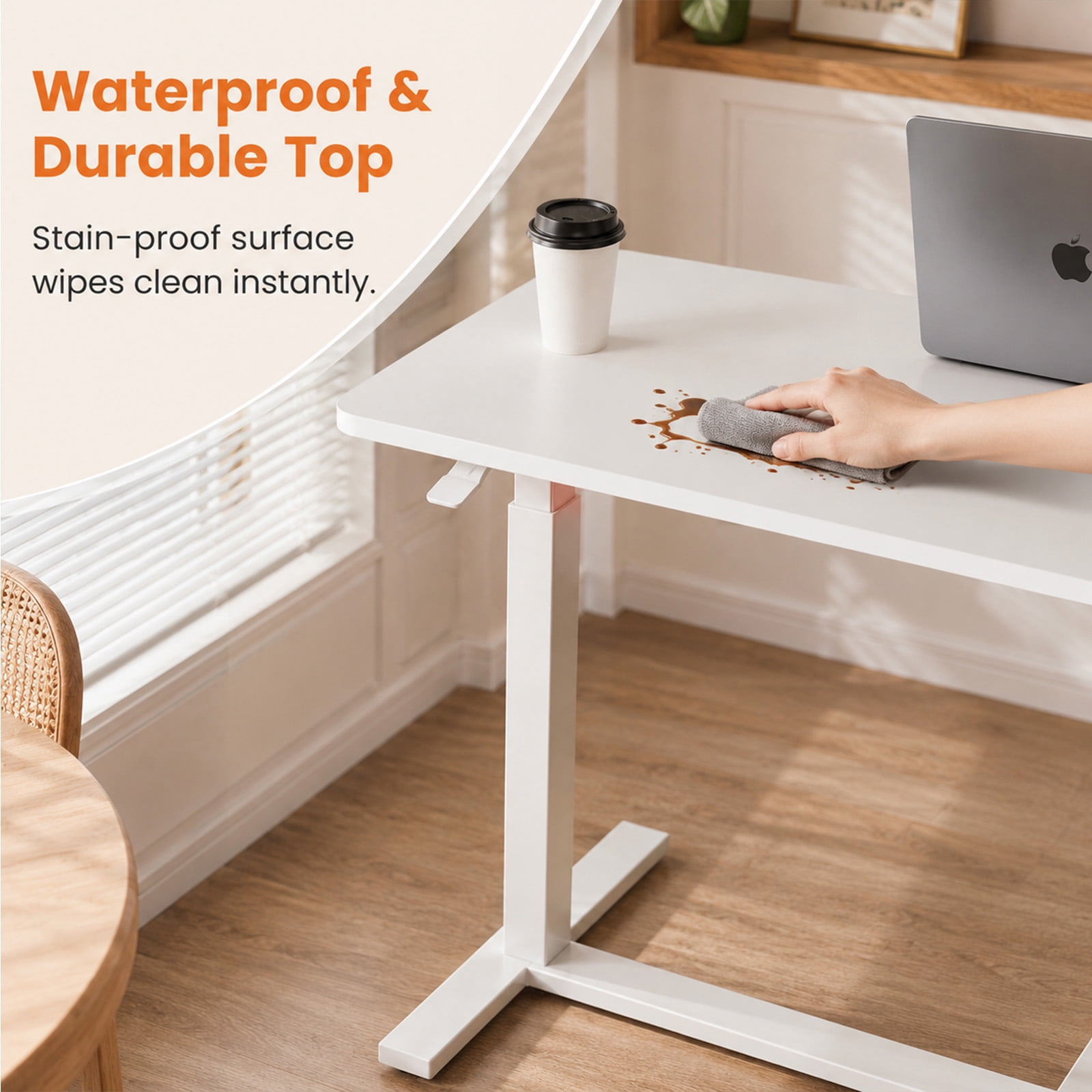 Alvantor Adjustable Bedside Table with Wheels, Rolling Overbed Table, Portable Standing Cart & Laptop Desk for Bed, Couch, Wheelchair