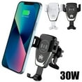 thumbnail image 1 of MesaSe Chargeur de Voiture Sans Fil 30W Charge Rapide Support de Téléphone Auto-Serrant Support de Téléphone pour Évent de Voiture Clip Réutilisable pour Évent de Voiture Compatible avec iPhone14/13/12 Noir, 1 of 7