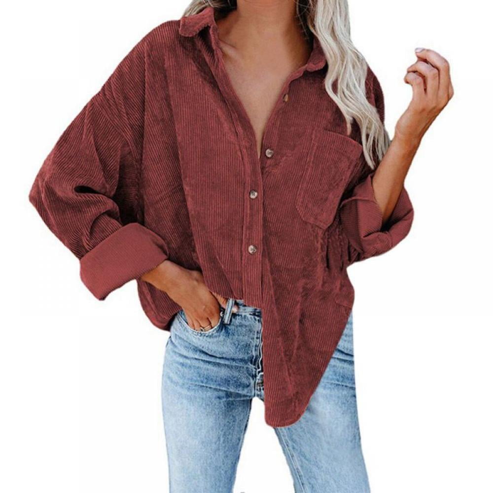 Long Sleeve Button Down Shirt, Wine 