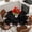 Black, variant on Christmas Round Tablecloth, Fitted Table Cover with Elastic for 36"-44" Round Tables, Buffalo Plaid Cute Snowman Xmas Tree Elk Snowflakes Table Cloth Outdoor Dinning Party Waterproof Tablecloths