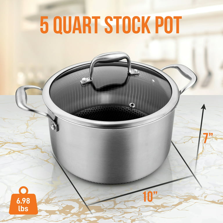 Nutrichef 3-Quart Saucepan with Lid - Stainless-Steel Stain-Resistant Sauce Pot Kitchen Cookware
