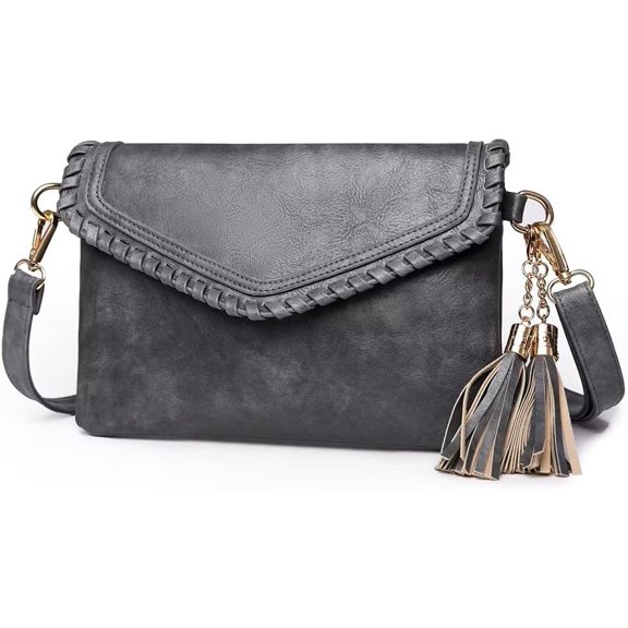 CoCoMangos Shoulder Bag for Women PU Leather Envelope Clutch Purse Roomy Crossbody Bag Vintage Designer Satchel with Tassel