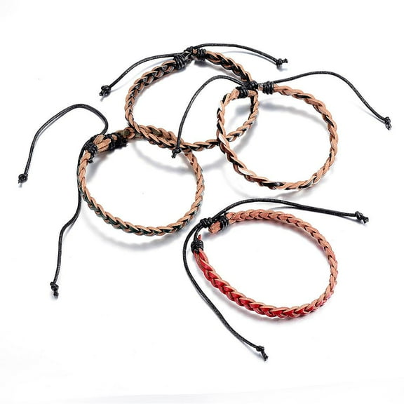 10pcs Adjustable Leather Cord Bracelets Mixed color 2-1/2 inch(66mm)