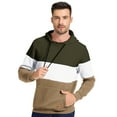 thumbnail image 2 of Satankud Men's Pullover Hoodies Plaid Jacquard Color Block Long Sleeve Casual Hooded Sweatshirts with Kanga Pockets Armygreen/White/Khaki L, 2 of 8