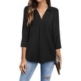 thumbnail image 3 of TAIAOJING Women T-Shirts V Neck Tshirt 3/4 Sleeve Tunic Tshirt Work Shirts Tshirt Streetwear Casual Loose Tops, 3 of 7