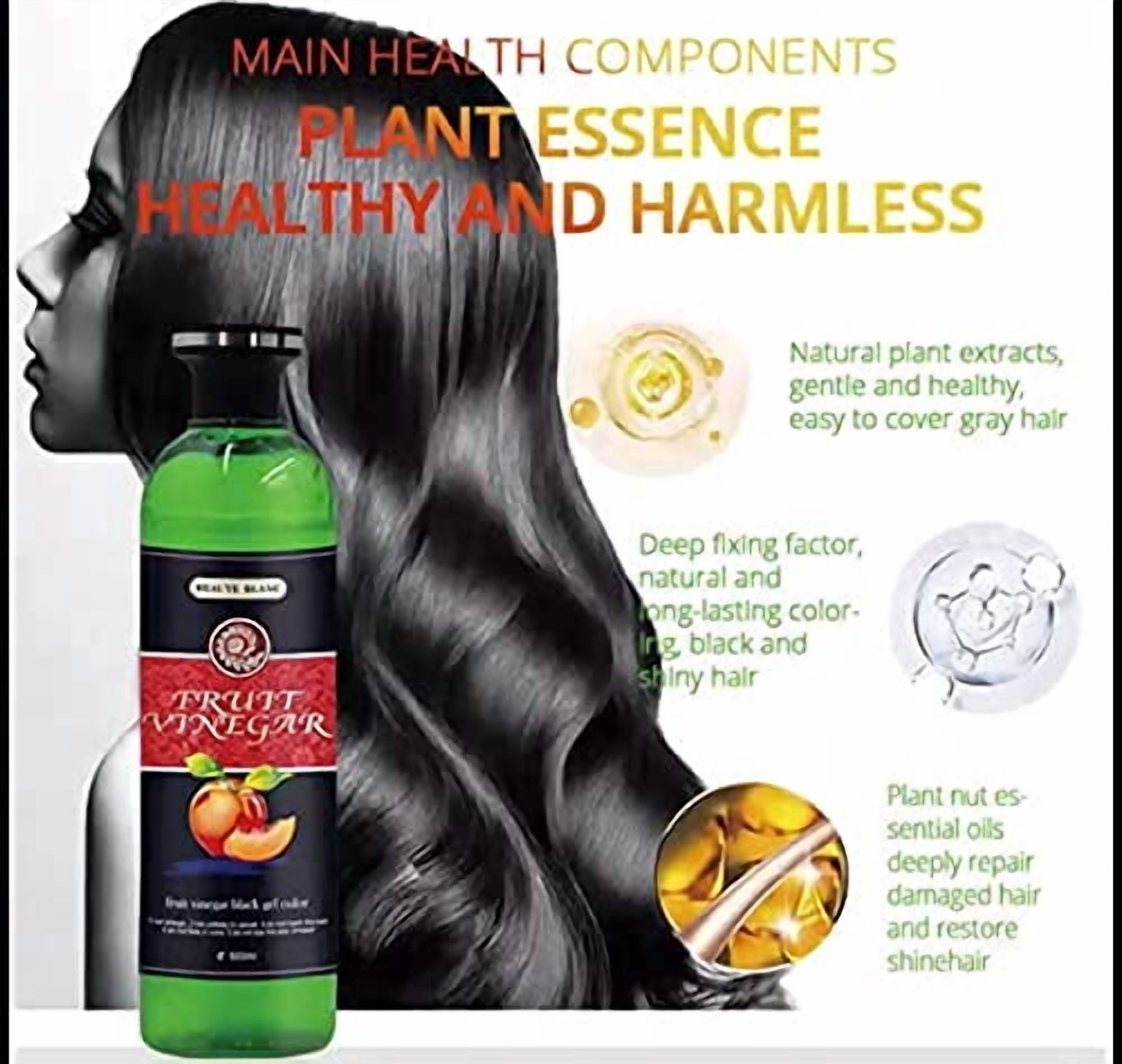BEAUTE BLANC Fruit Vinegar Gel Hair Color Natural Hair Color Dye for Black Hair Dye (500ml x 2) - Black