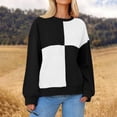thumbnail image 2 of GigrtiJin Long Sleeve Crew Neck Sweatshirts Trendy Loose Color Block Tunic Tops Going out Casual Comfy Blouses, 2 of 9