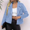 thumbnail image 6 of Tianiyouqing Womens Faux Suede Jacket Fall Winter Fashion Casual Oversized Faux Leather Blazer Jacket Trench Coat Light Blue XL, 6 of 7