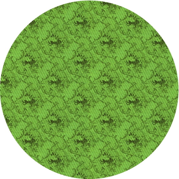 Ahgly Company Machine Washable Indoor Square Transitional Dark Lime Green Area Rugs, 3' Square