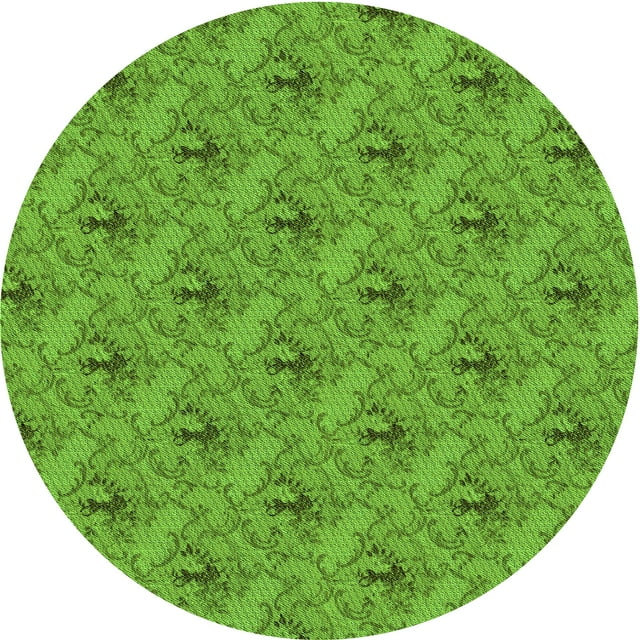 Ahgly Tapis Rond Lavable en Machine Intérieur Transitionnel Vert Lime Foncé, 4 Pieds Rond