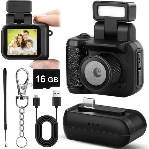 Mini Digital Camera Keychain with Flash Light 1080p Tiny Camera Mini Retro Micro Dv/Camcorder with 600 Mins Battery Life Compact Camcorder for Travel Study Recording
