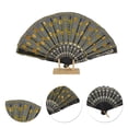 thumbnail image 3 of Unique Bargains 1 Pc Sequins Folding Fan for Masquerade Yellow Cotton Linen, 3 of 5